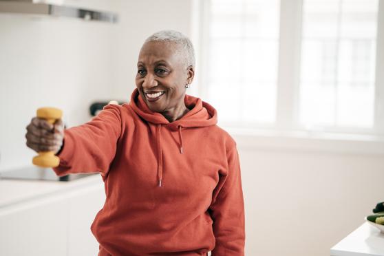 Woman exercising at home 